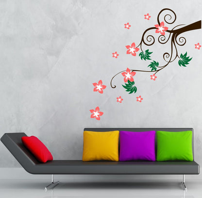 Homexa Decor | Beautiful Floral (Flower) Wall Sticker (Size 91 x 91 cm)