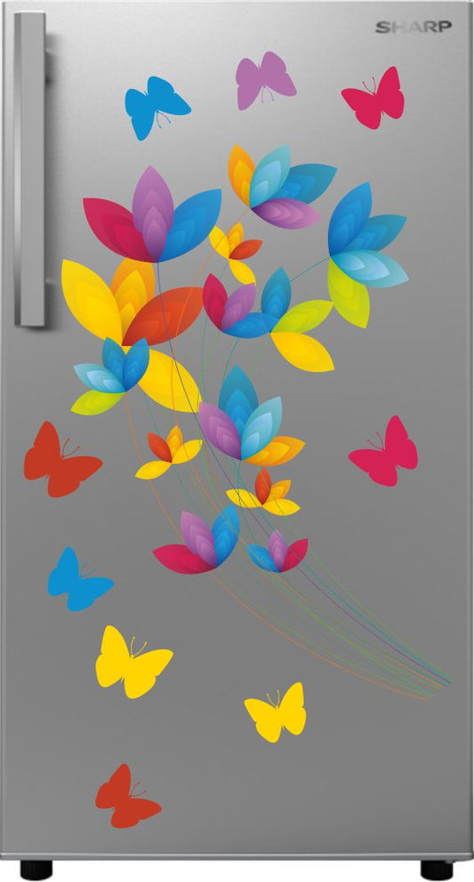 Homexa Decor | Leaf and Butterfly Fridge Sticker (Size 63 x 35 cm)