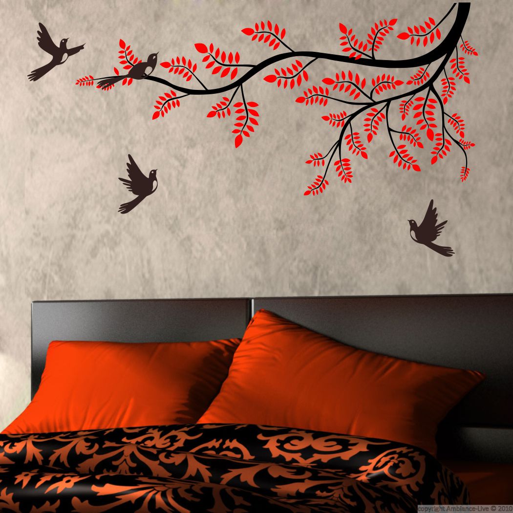 Homexa Decor | Branches With Birds and Leaf Design Wall Sticker (Size 91 x 51 cm)