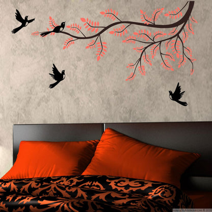 Homexa Decor | Branches With Birds and Leaf Design Wall Sticker (Size 91 x 51 cm)