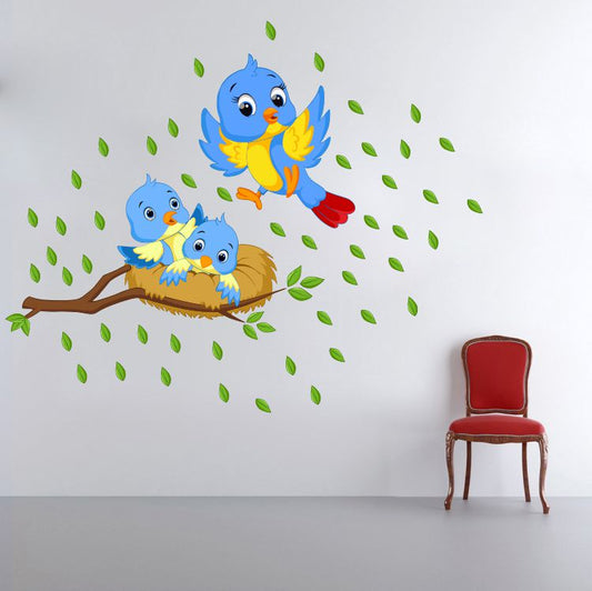 Homexa Decor | Tree With Three Birds Wall Sticker (Size 99 x 81 cm)