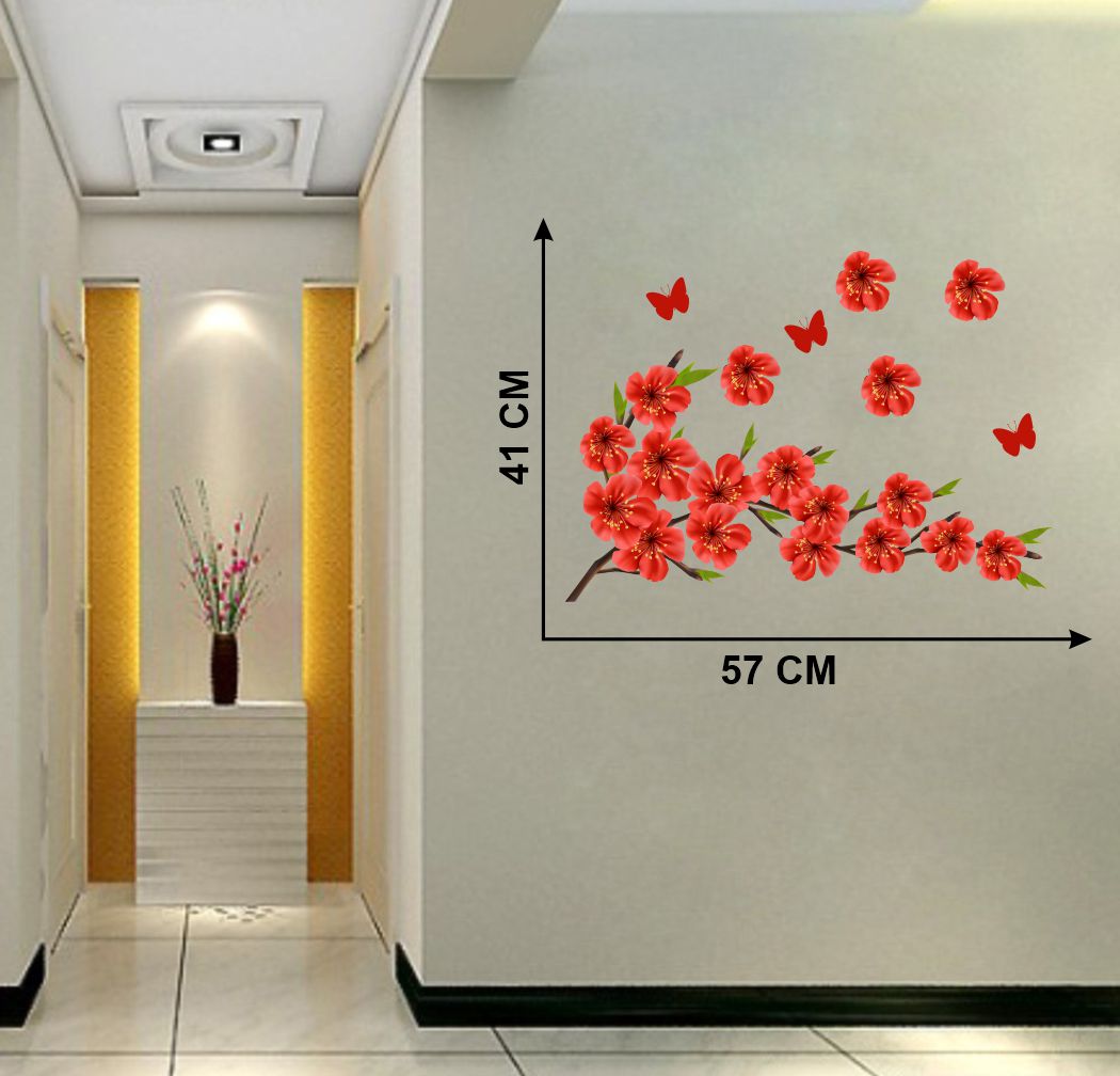 Homexa Decor | Flower With Butterfly Wall Sticker (Size 41 x 57 cm)