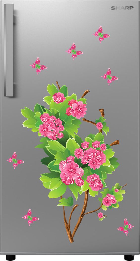 Homexa Decor | Flower With Butterfly Fridge Sticker (Size 66 x 51 cm)