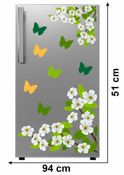 Homexa Decor | Flower With Butterfly Fridge Sticker (Size 94 x 51 cm)