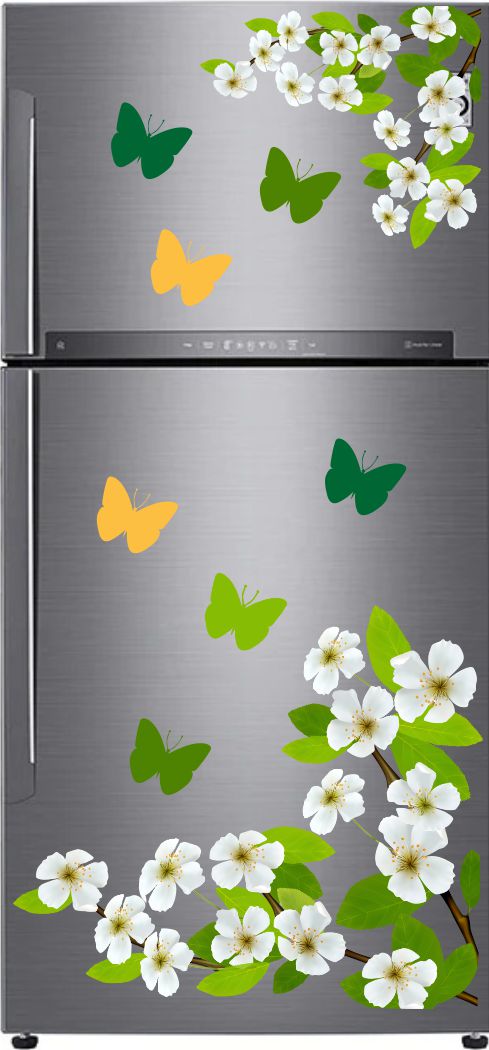 Homexa Decor | Flower With Butterfly Fridge Sticker (Size 94 x 51 cm)