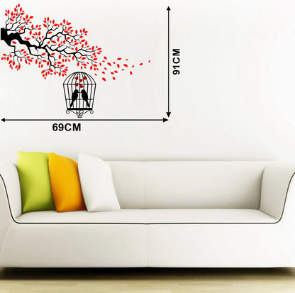 Homexa Decor | Branches With Birds and Leaf and Cages Design Wall Sticker (Size 69 x 91 cm) (Copy)