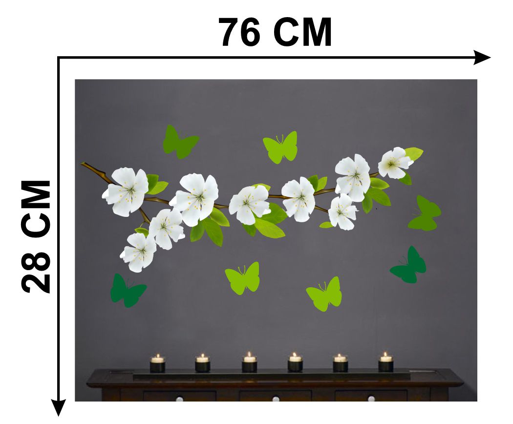 Homexa Decor | Flower With Butterfly Wall Sticker (Size 76 x 28 cm)