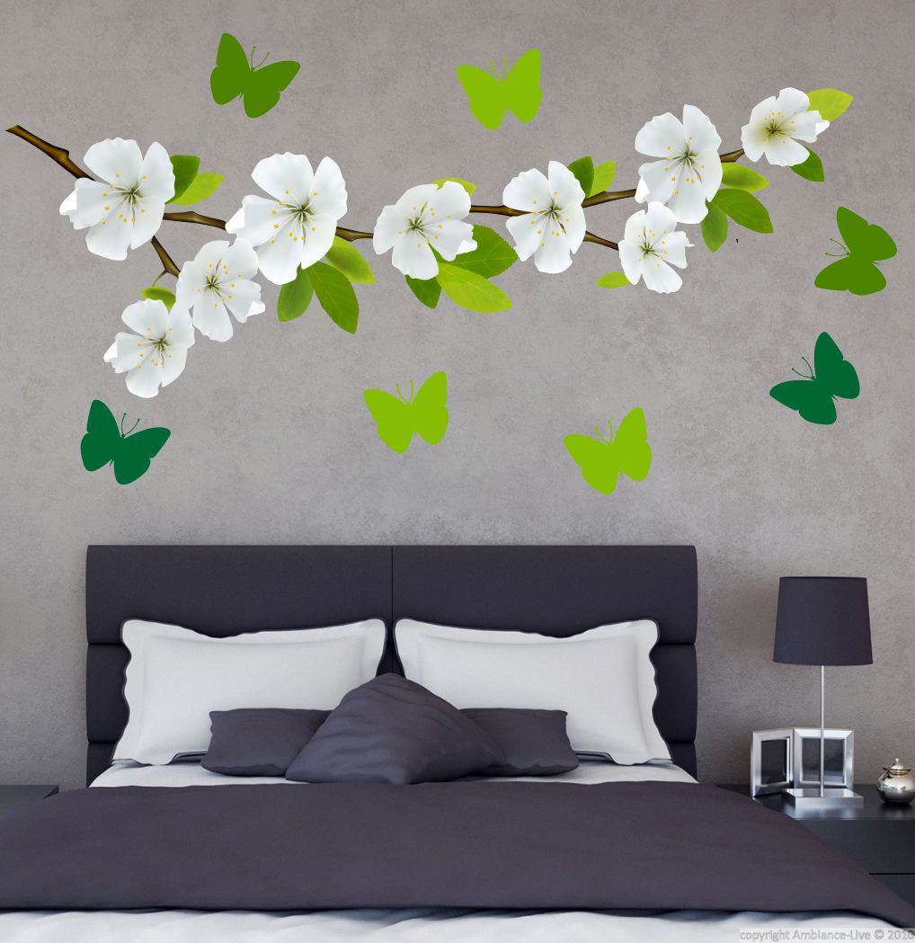 Homexa Decor | Flower With Butterfly Wall Sticker (Size 76 x 28 cm)