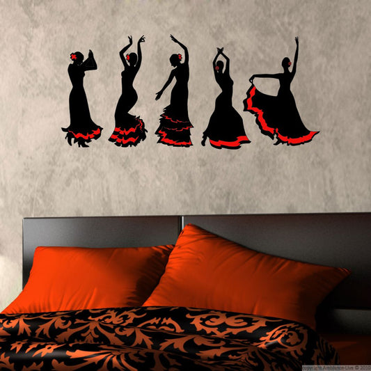 Homexa Decor | Five Dancing Girl Wall Sticker (Size 91 x 41 cm)