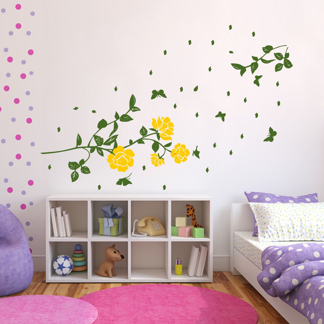 Homexa Decor | Branches With Flower Design Wall Sticker (Size 112 x 67 cm)