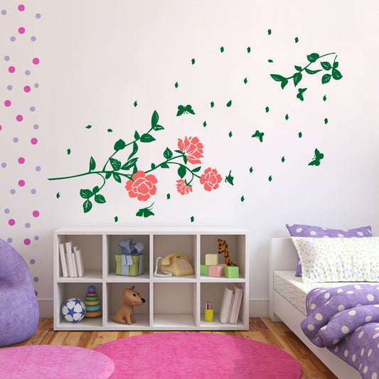 Homexa Decor | Branches With Flower Design Wall Sticker (Size 112 x 67 cm)