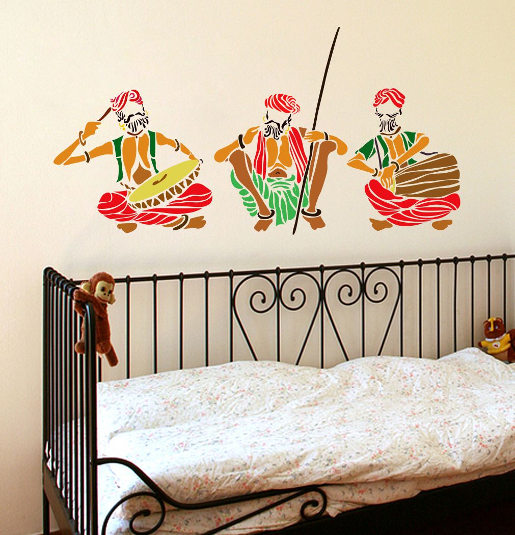 Homexa Decor | Three Old Man With Music Wall Sticker (Size 90 x 32 cm)