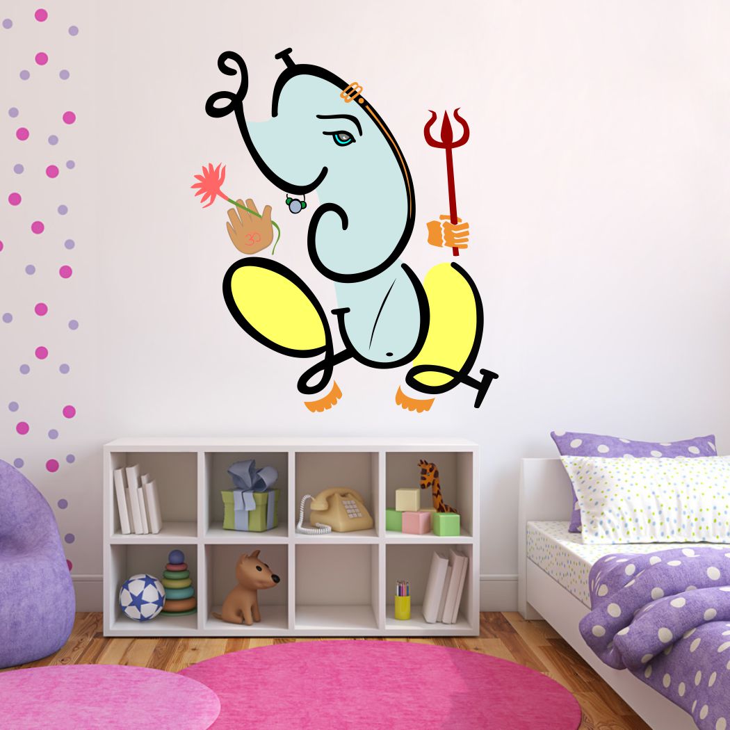 Homexa Decor | Ganesh Bhagwan Wall Sticker (Size 56x47 cm)