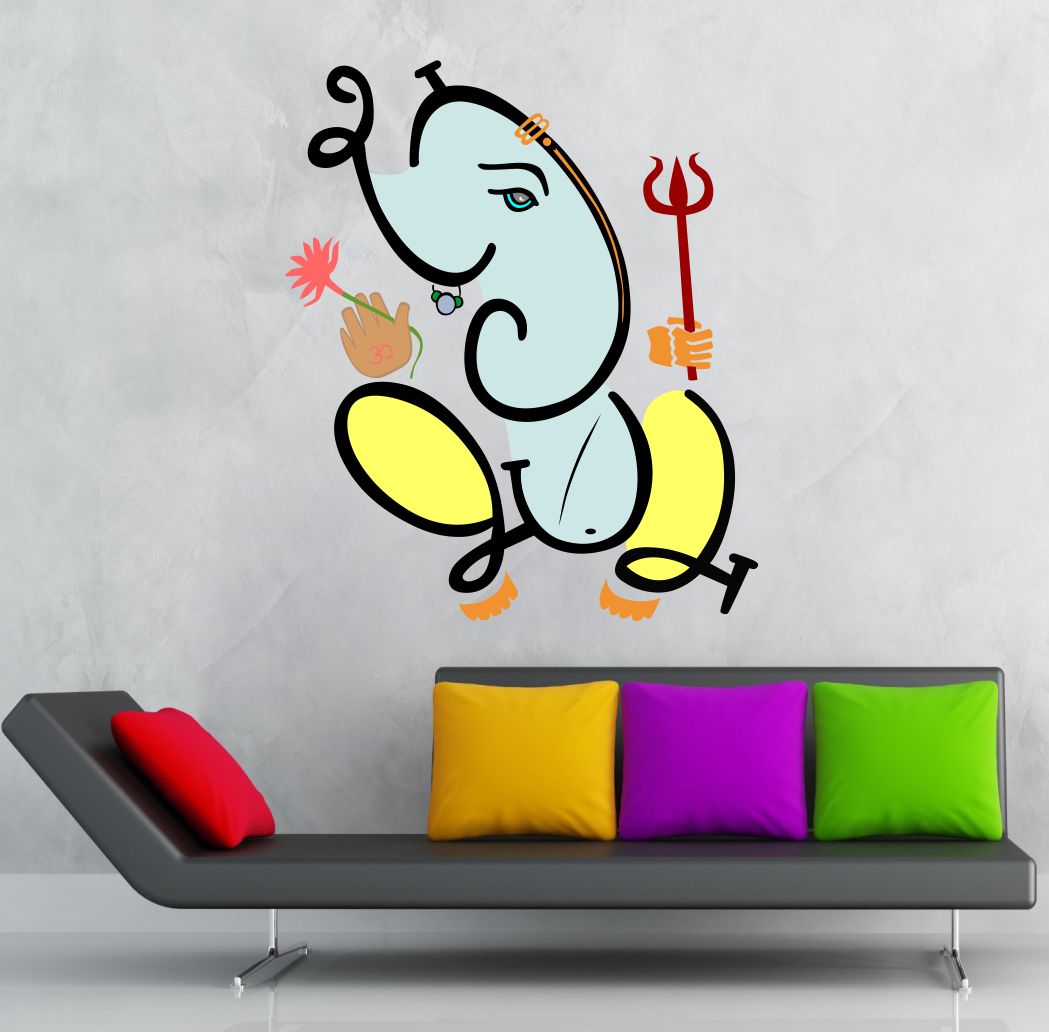 Homexa Decor | Ganesh Bhagwan Wall Sticker (Size 56x47 cm)