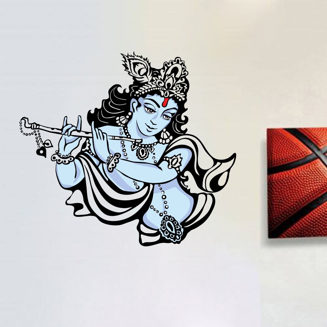 Homexa Decor | Krishna and flute Wall Sticker (Size 57x51 cm)