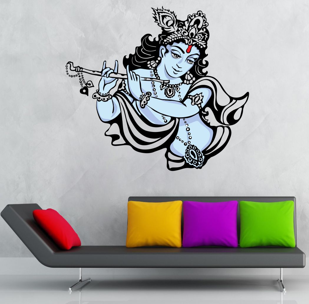 Homexa Decor | Krishna and flute Wall Sticker (Size 57x51 cm)