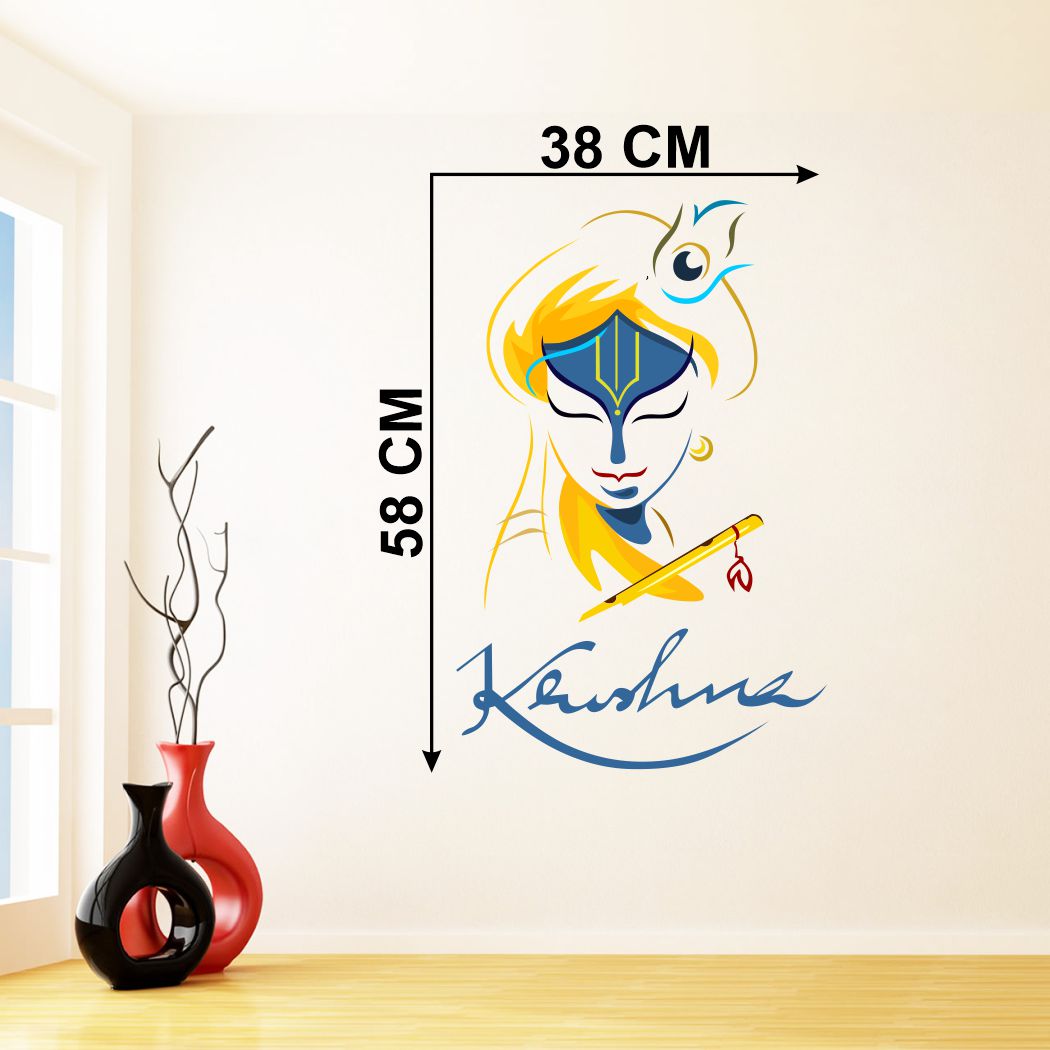 Homexa Decor | Krishna and flute Wall Sticker (Size 38x58 cm)