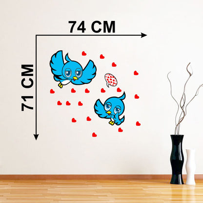 Homexa Decor | Two Love Birds With Heart Design Wall Sticker (Size 74x71 cm)