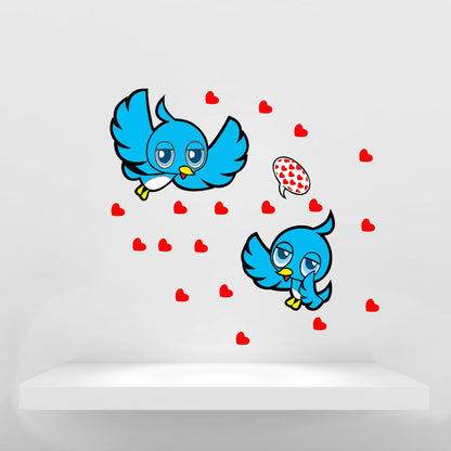 Homexa Decor | Two Love Birds With Heart Design Wall Sticker (Size 74x71 cm)