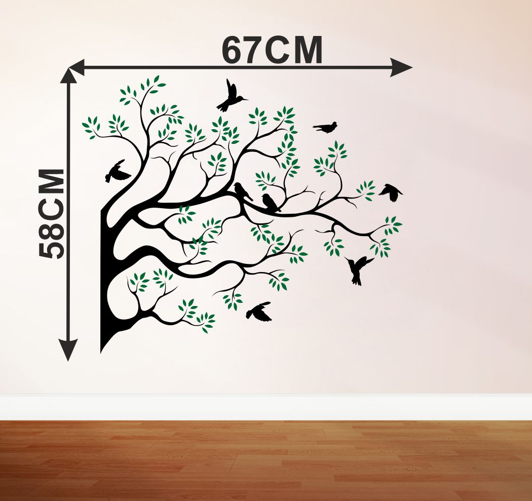 Homexa Decor | Branches With Leaf Design Wall Sticker (Size 67 x 58 cm)