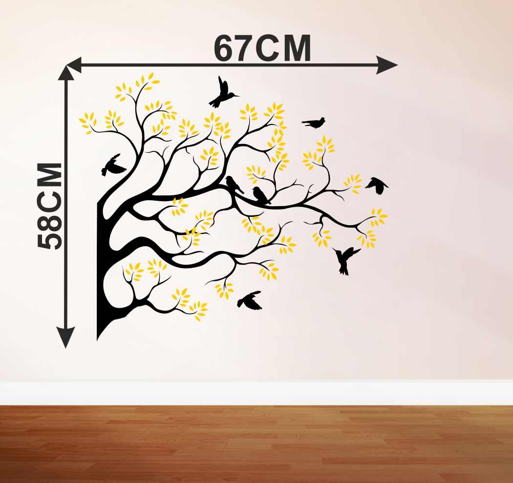 Homexa Decor | Branches With Leaf Design Wall Sticker (Size 67x58 cm)