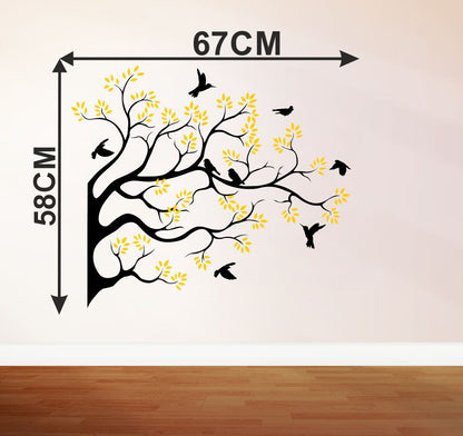 Homexa Decor | Branches With Leaf Design Wall Sticker (Size 67x58 cm)