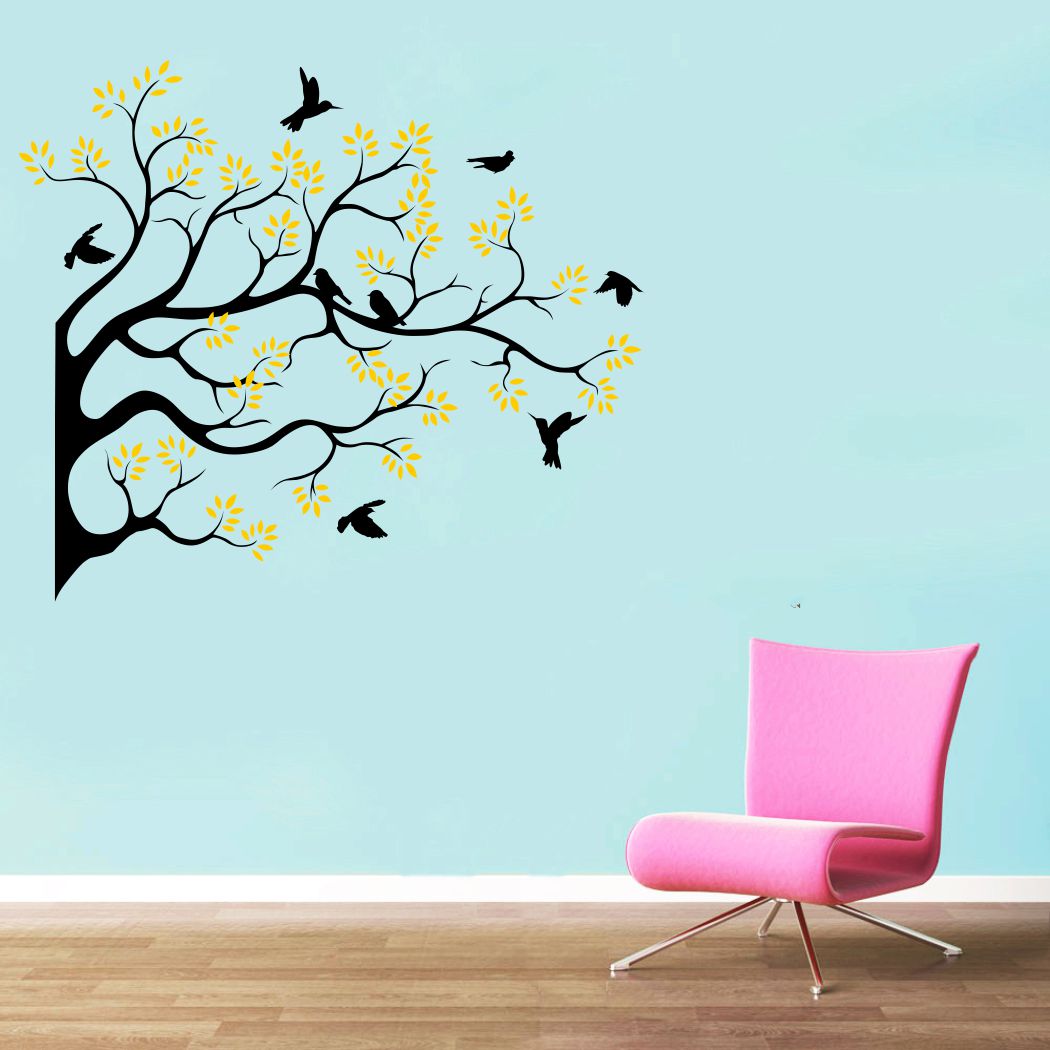 Homexa Decor | Branches With Leaf Design Wall Sticker (Size 67x58 cm)