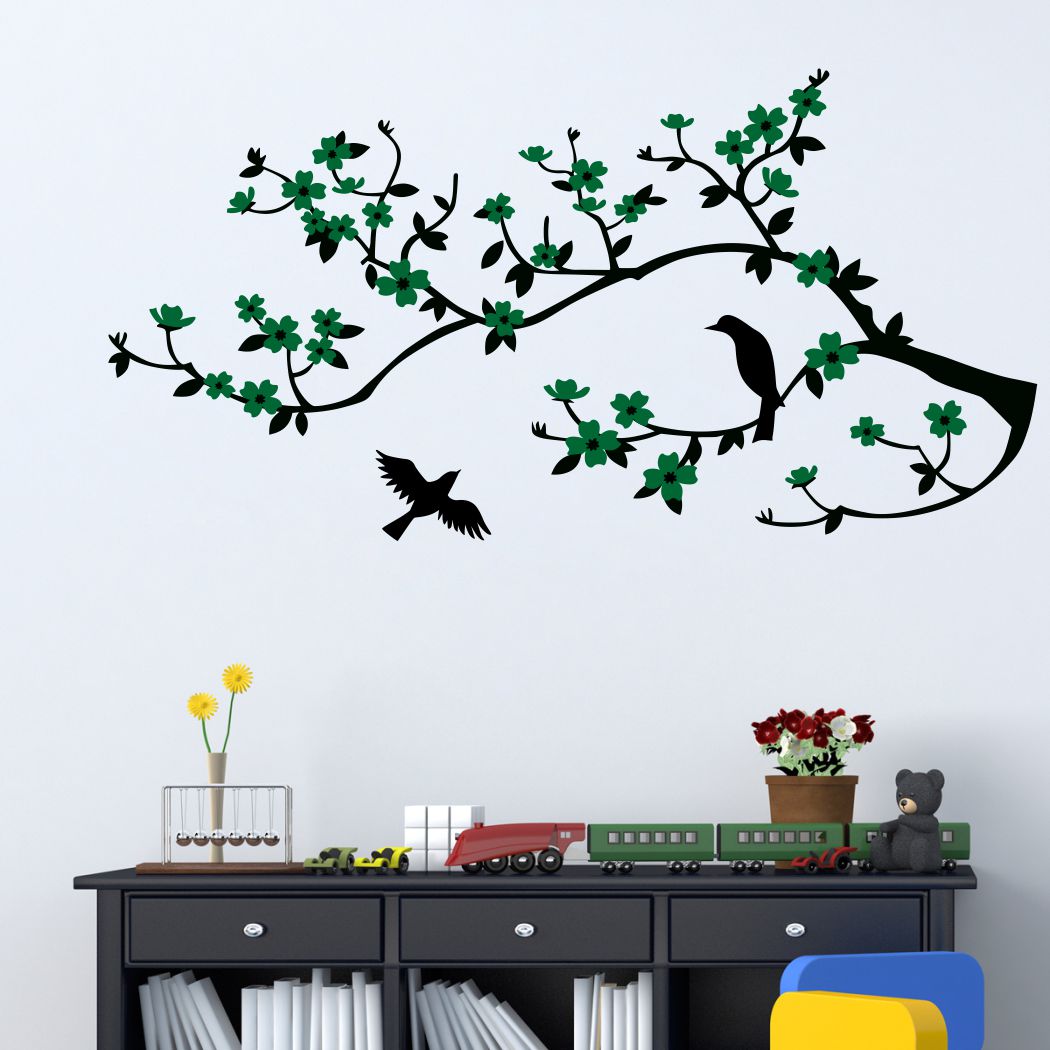 Homexa Decor | Branches With Leaf Design Wall Sticker (Size 115x58 cm)