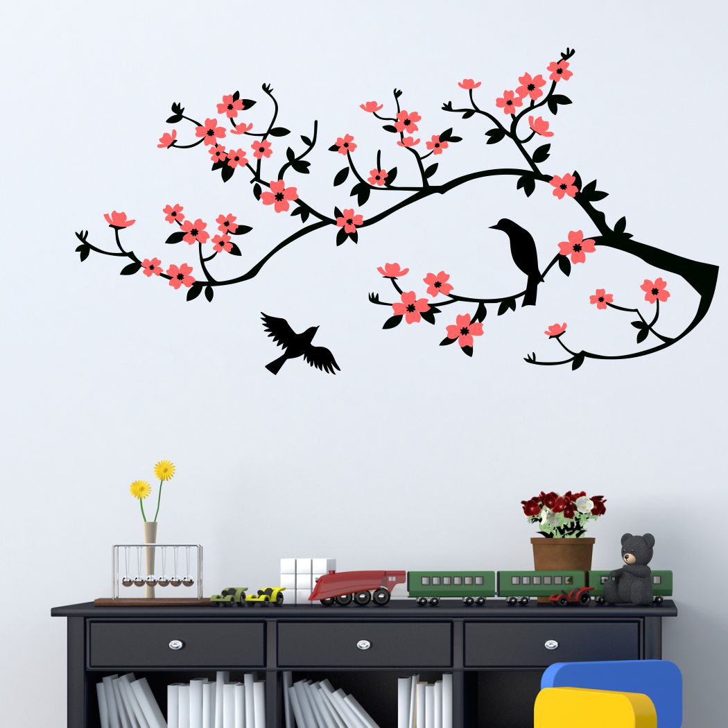 Homexa Decor | Branches With Leaf Design Wall Sticker (Size 115x58 cm)