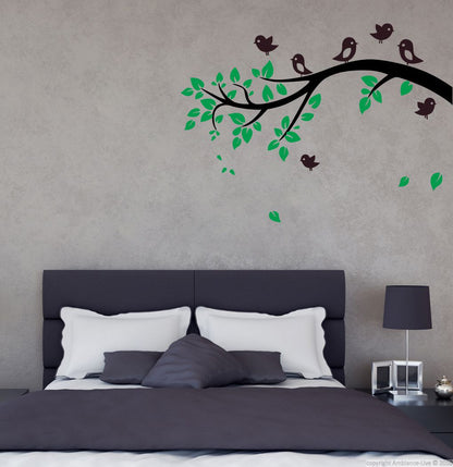 Homexa Decor | Tree With Flower and Birds Wall Sticker (Size 90x65 cm)