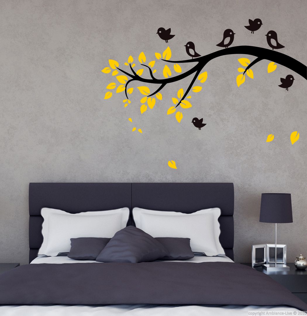 Homexa Decor | Tree With Flower and Birds Wall Sticker (Size 90x65 cm)