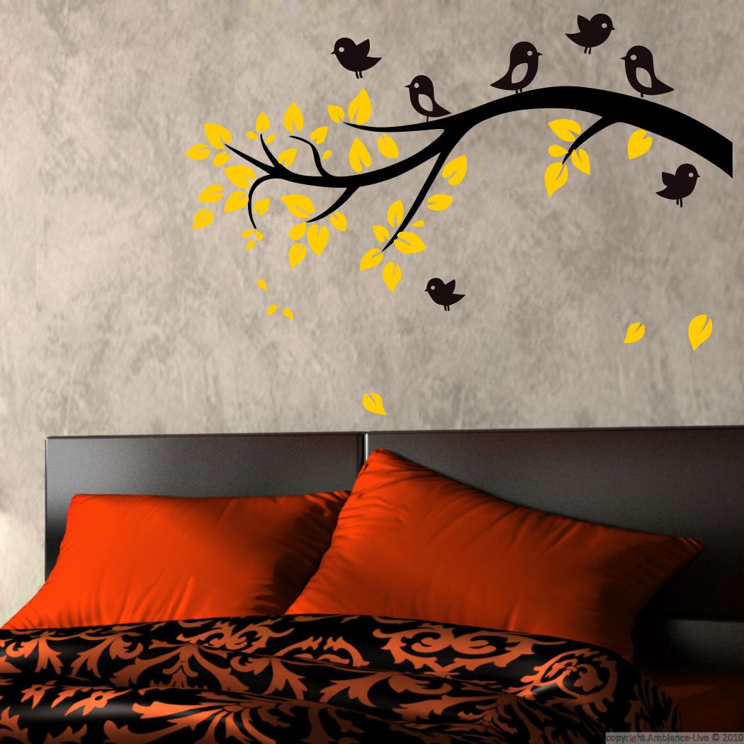 Homexa Decor | Tree With Flower and Birds Wall Sticker (Size 90x65 cm)