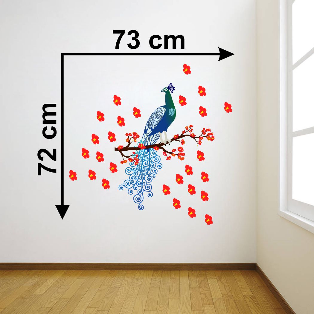 Homexa Decor | Tree With Peacock Wall Sticker (Size 73x72 cm)