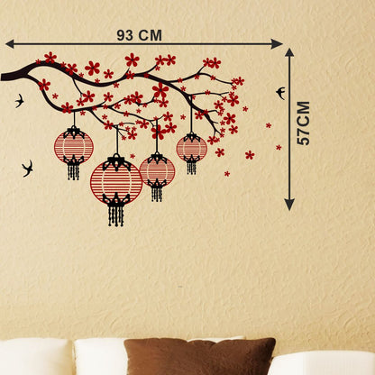 Homexa Decor | Branches With Hanging Lamp For Flower Design Wall Sticker (Size 93 x 57 cm)