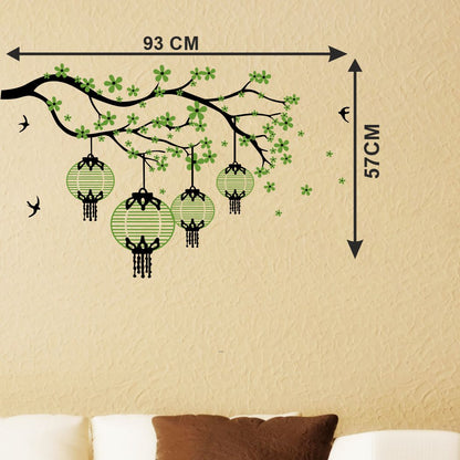 Homexa Decor | Branches With Hanging Lamp For Flower Design Wall Sticker (Size 93 x 57 cm)