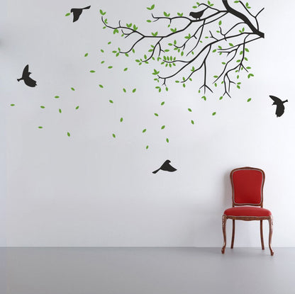 Homexa Decor | Branches With Leaf Design Wall Sticker (Size 91x 57 cm)