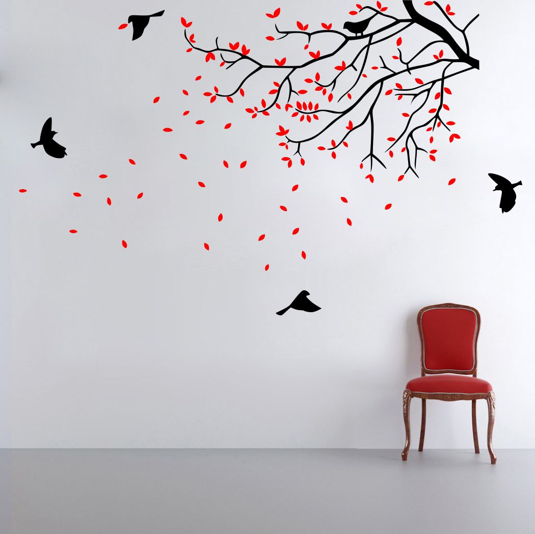 Homexa Decor | Branches With Leaf Design Wall Sticker (Size 91x 57 cm)