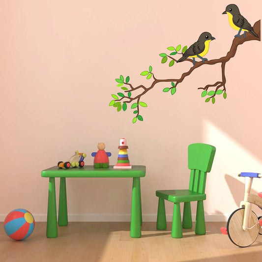 Homexa Decor | Tree With Leaf and Birds Wall Sticker (Size 91x72 cm)