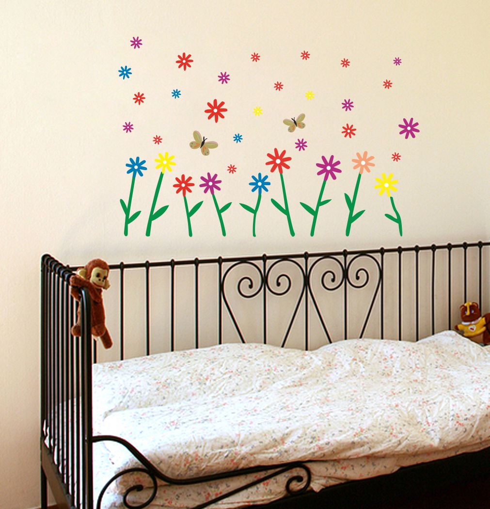 Homexa Decor | Flower And Butterfly Wall Sticker (Size 88x58 cm)