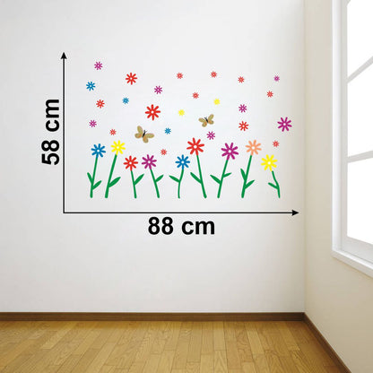 Homexa Decor | Flower And Butterfly Wall Sticker (Size 88x58 cm)