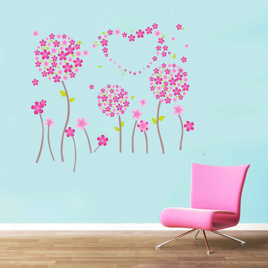 Homexa Decor | Beautiful Flower With Leaf Wall Sticker (Size 71*65 cm)