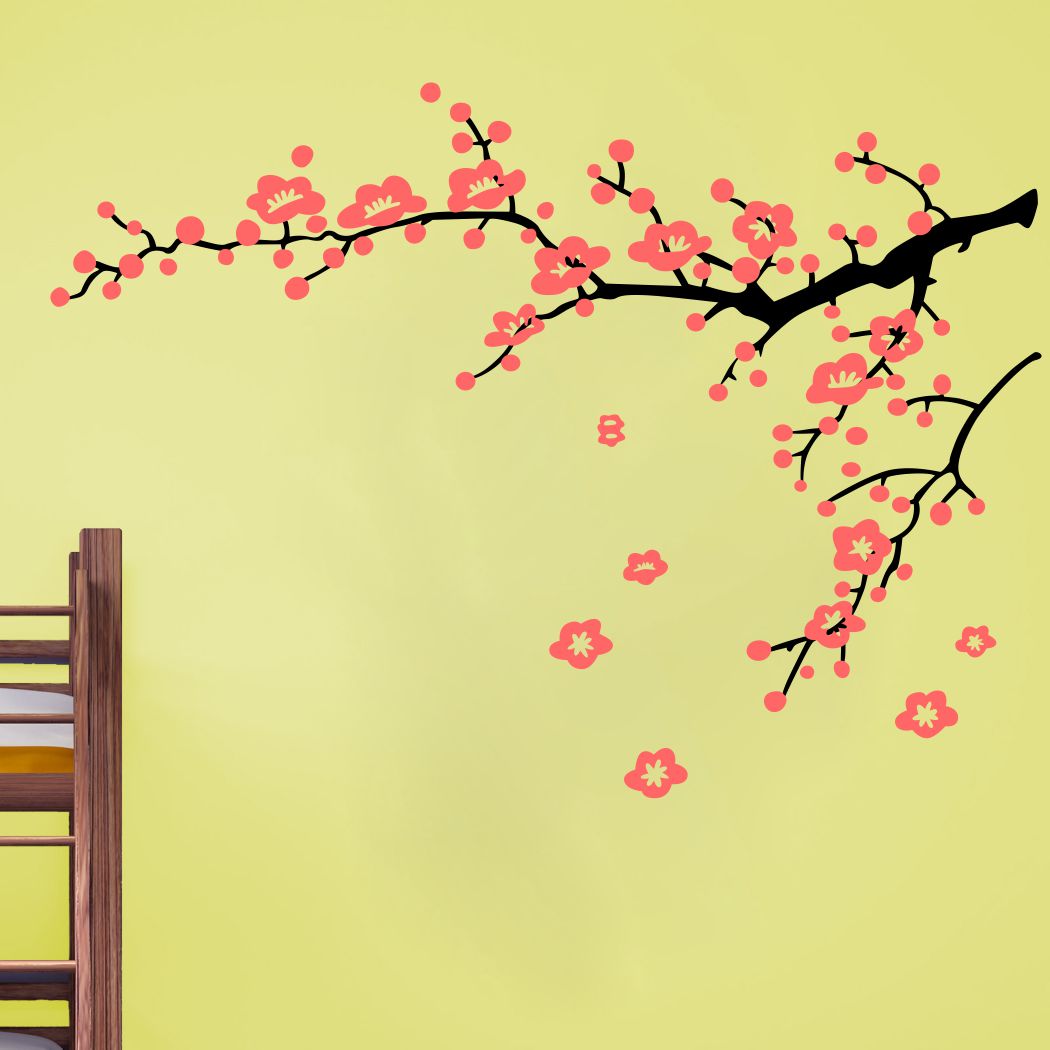 Homexa Decor | Branches With Flower Design Wall Sticker (Size 91x66 cm)