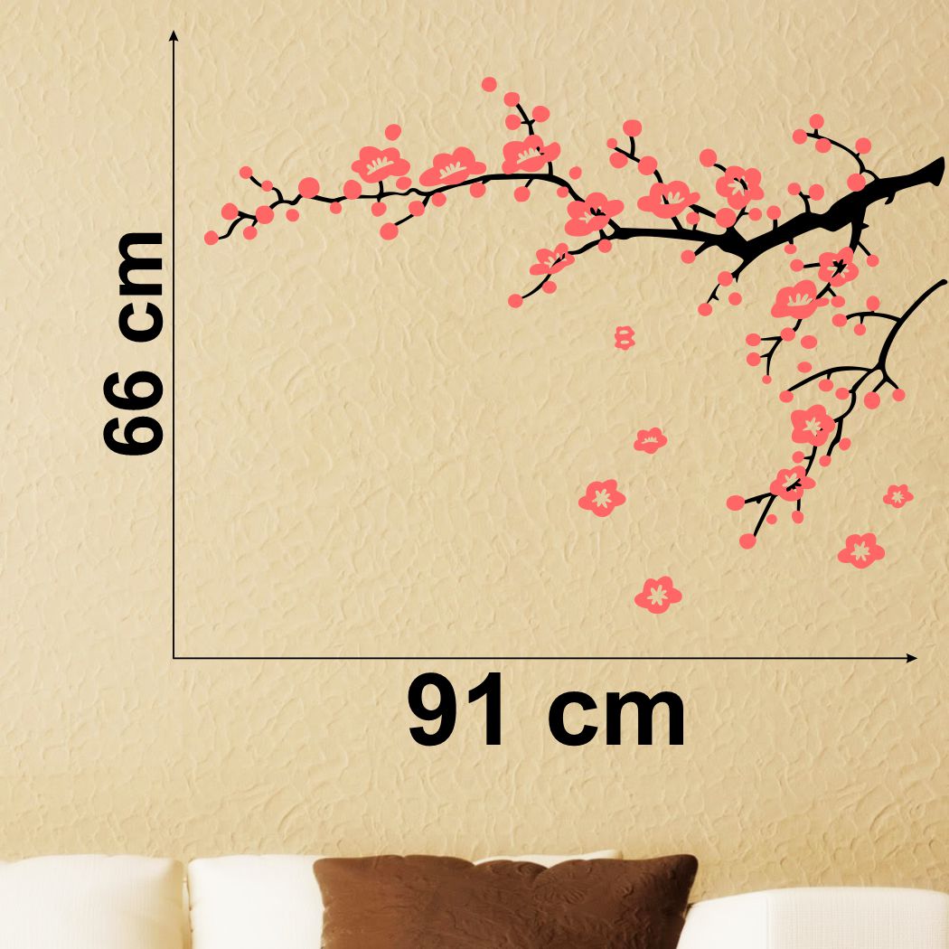 Homexa Decor | Branches With Flower Design Wall Sticker (Size 91x66 cm)