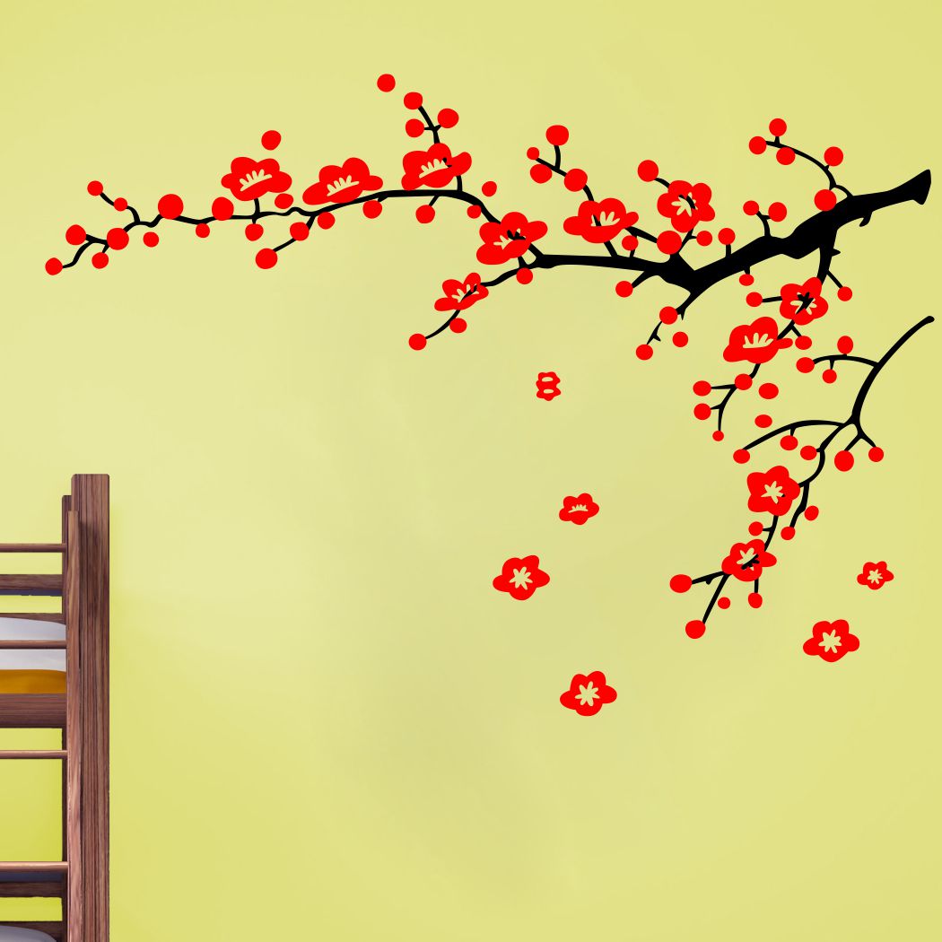 Homexa Decor | Branches With Flower Design Wall Sticker (Size 91x66 cm)