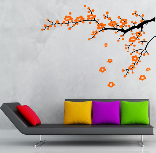 Homexa Decor | Branches With Flower Design Wall Sticker (Size 91x66 cm)