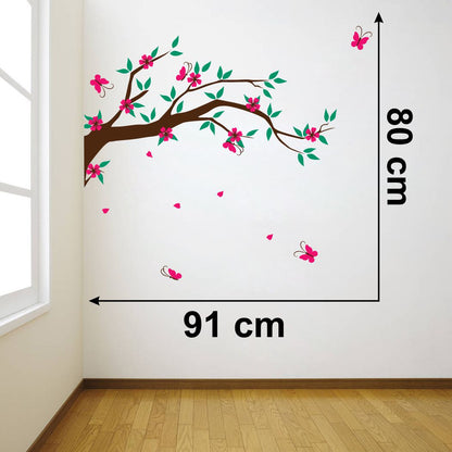 Homexa Decor | Branches With Flower Design Wall Sticker (Size 91x80 cm)