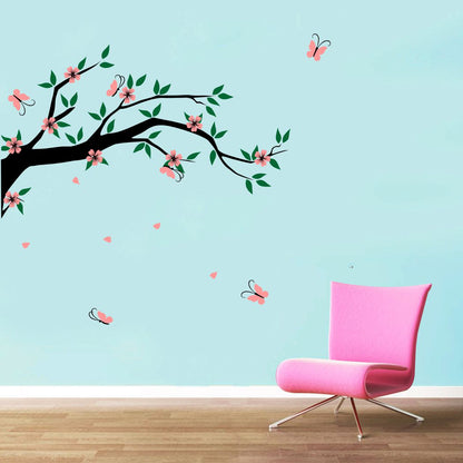 Homexa Decor | Branches With Flower Design Wall Sticker (Size 91x80 cm)