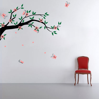 Homexa Decor | Branches With Flower Design Wall Sticker (Size 91x80 cm)