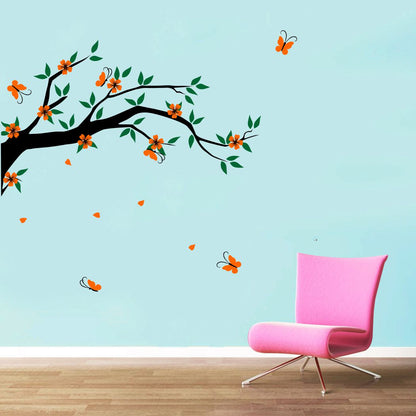 Homexa Decor | Branches With Flower Design Wall Sticker (Size 91x80 cm)