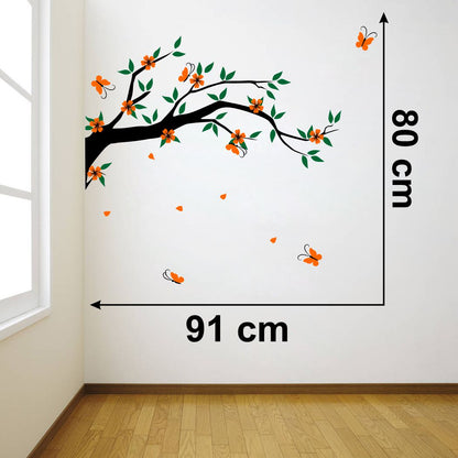 Homexa Decor | Branches With Flower Design Wall Sticker (Size 91x80 cm)